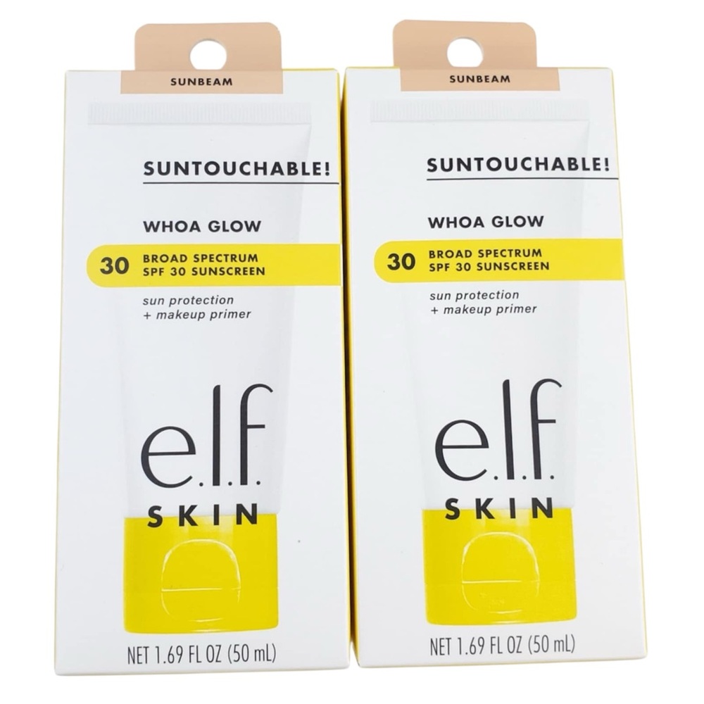 E.L.F. Skin Suntouchables Whoa Glow Broad Spectrum Sunscreen + Primer 2-Pack NEW